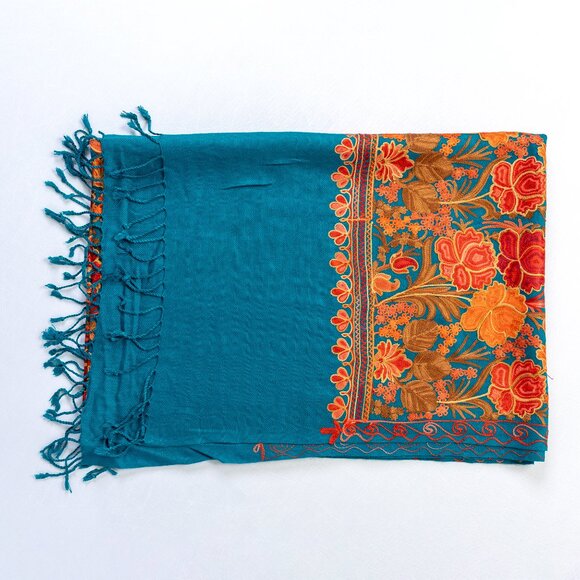 Women's Retro Style Poncho Cape Boho Shawl Wraps (Blue) - Picture 3 of 4